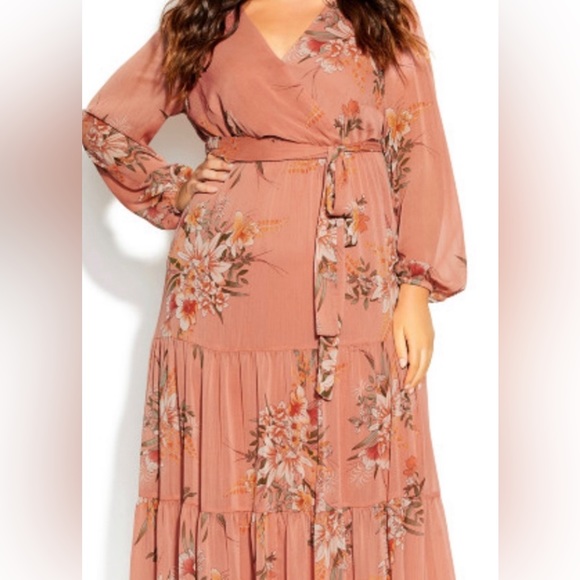 City Chic Dresses & Skirts - City Chic Faux Wrap Tiered Maxi Dress - Worn Once